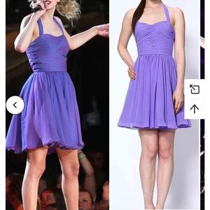 Taylor Swift Ruched A-Line Halter Mini Dress